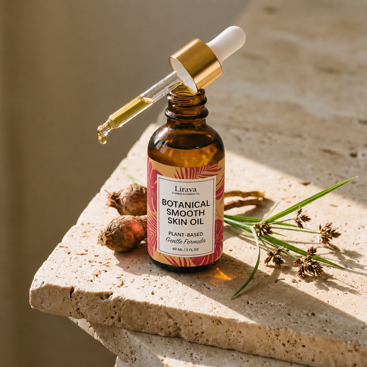 Lirava Root Science Hair-Reduction Oil — Botanical Post-Shave Smoothing Serum (60ml)