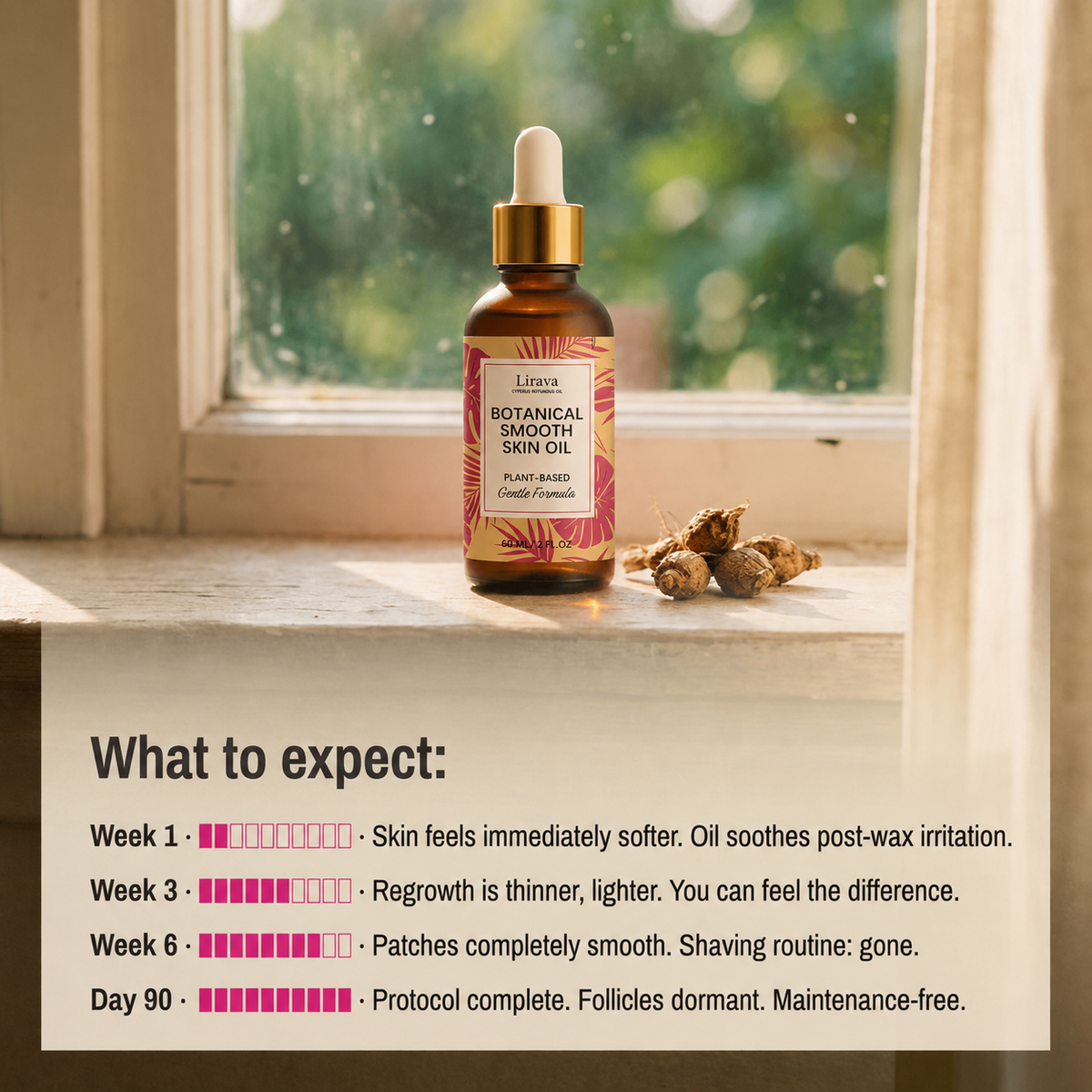 Lirava Root Science Hair-Reduction Oil — Botanical Post-Shave Smoothing Serum (60ml)